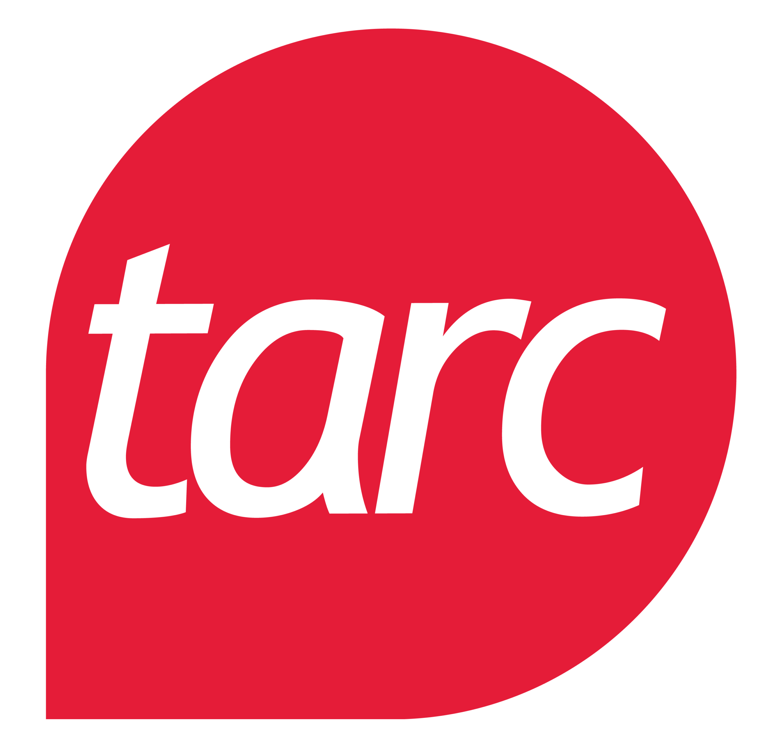 Red circular logo with white text that says "TARC"